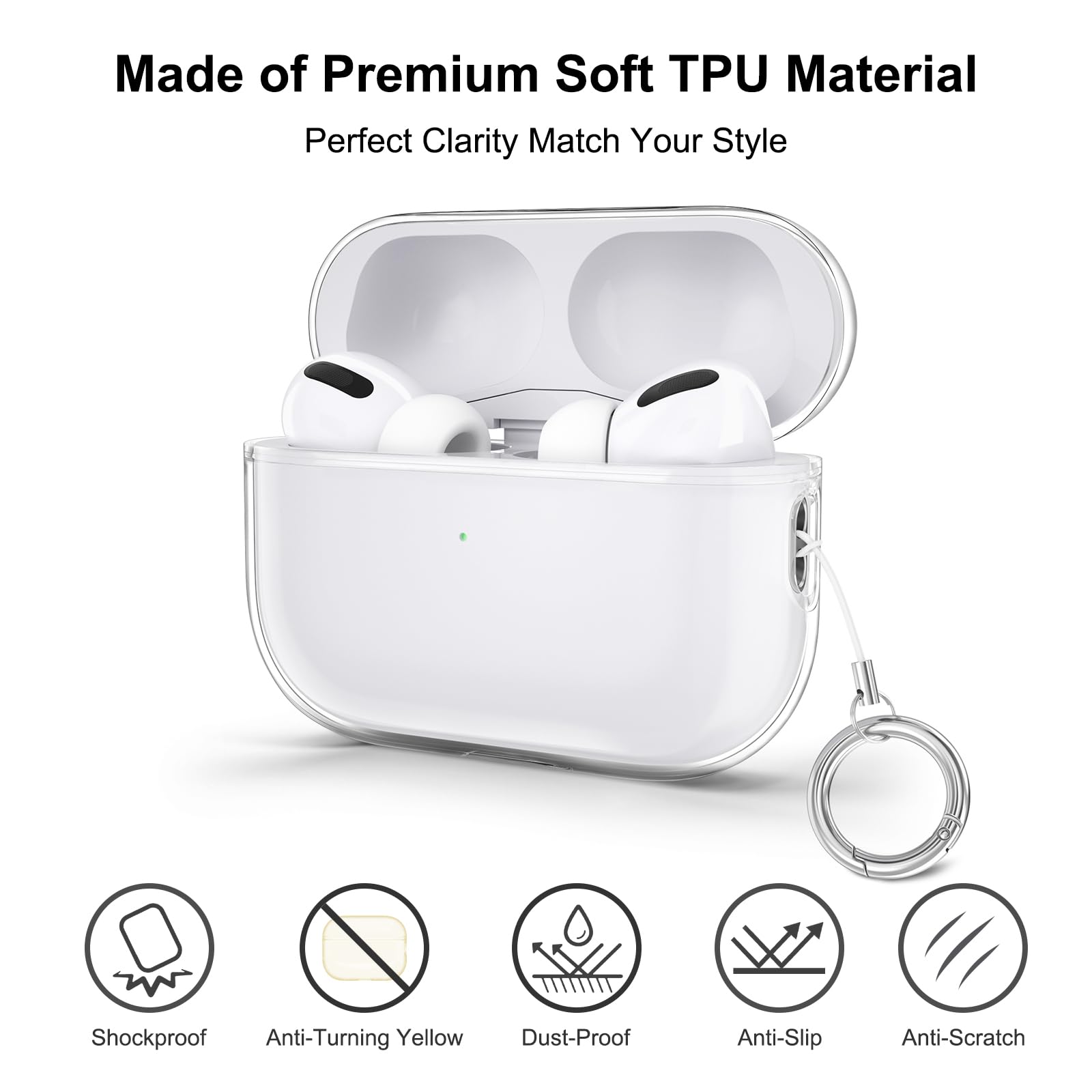 Amazon | AirPods Pro 2用 透明ケース 【クリーニング筆付き】 保護