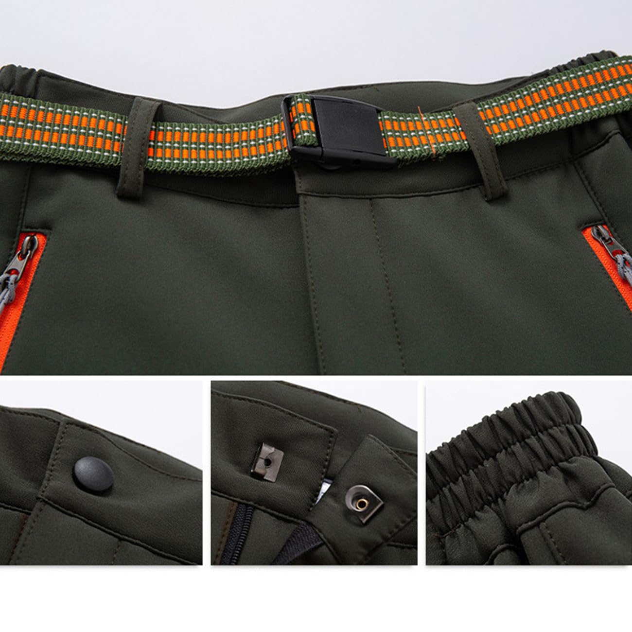 Daysskk Pantalones de softshell para niños, forro polar, para exteriores, cálidos, para invierno, para la nieve, pantalones de senderismo para niños y niñas, resistentes al agua, 100-170