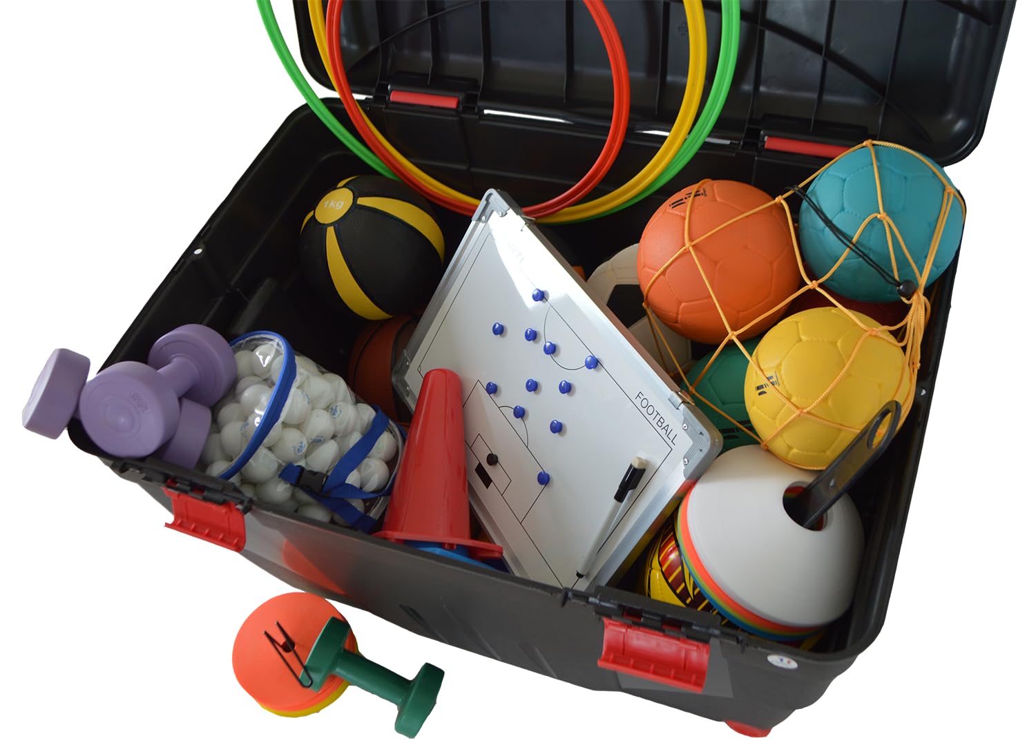 Boite à outils - Caisse de rangement avec couvercle Malle + roulettes Trafic 110 L Rouge / Noir