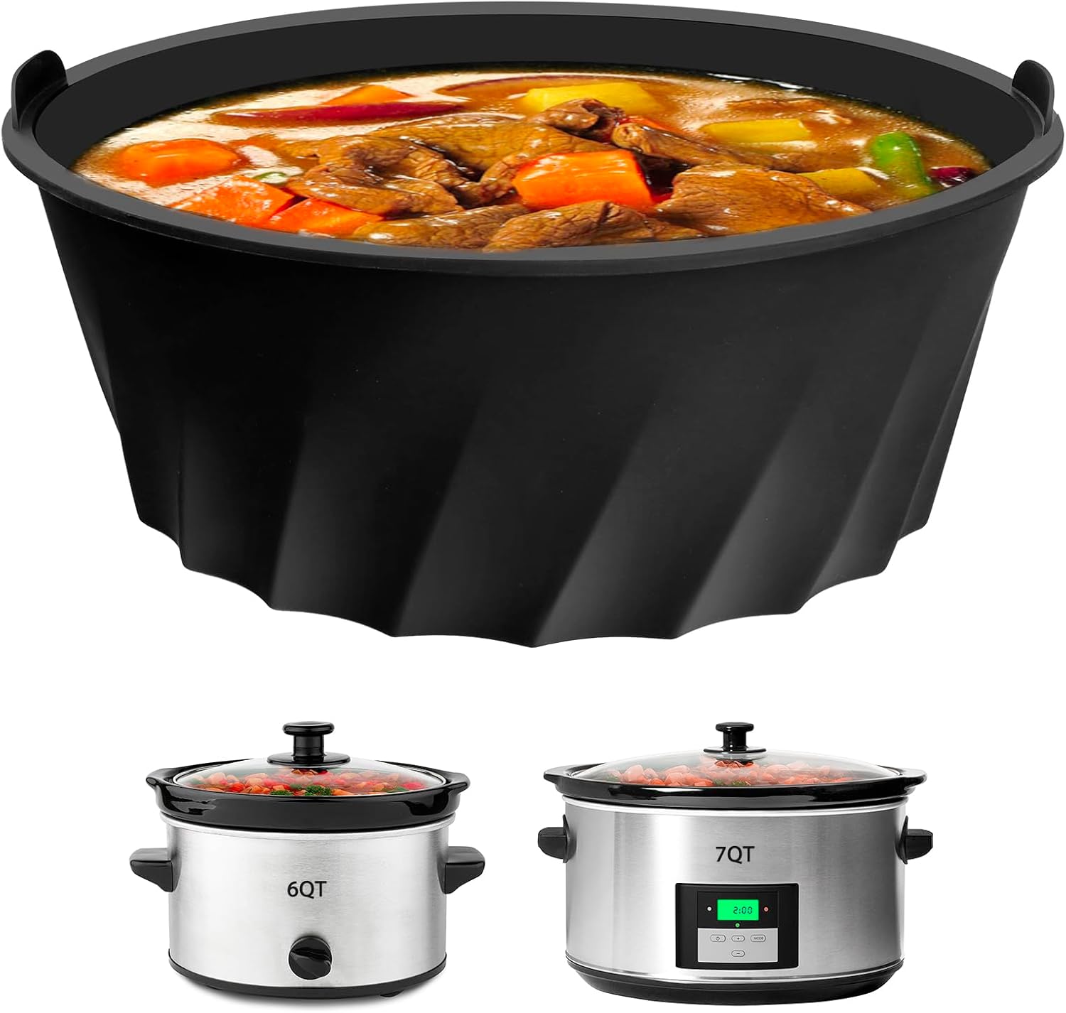 Silicone Slow Cooker Liner Fit 67 Quart Oval Slow Cookers, Food Grade Silicone Slow