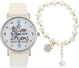 1 Conjunto De Relógio Pulseiras De Couro Pulseira Para Mulheres Colares Da Moda Para Mulheres Conjunto De Relógio De Presente De Menina Pérolas Pulseiras Elásticas Pulseiras De