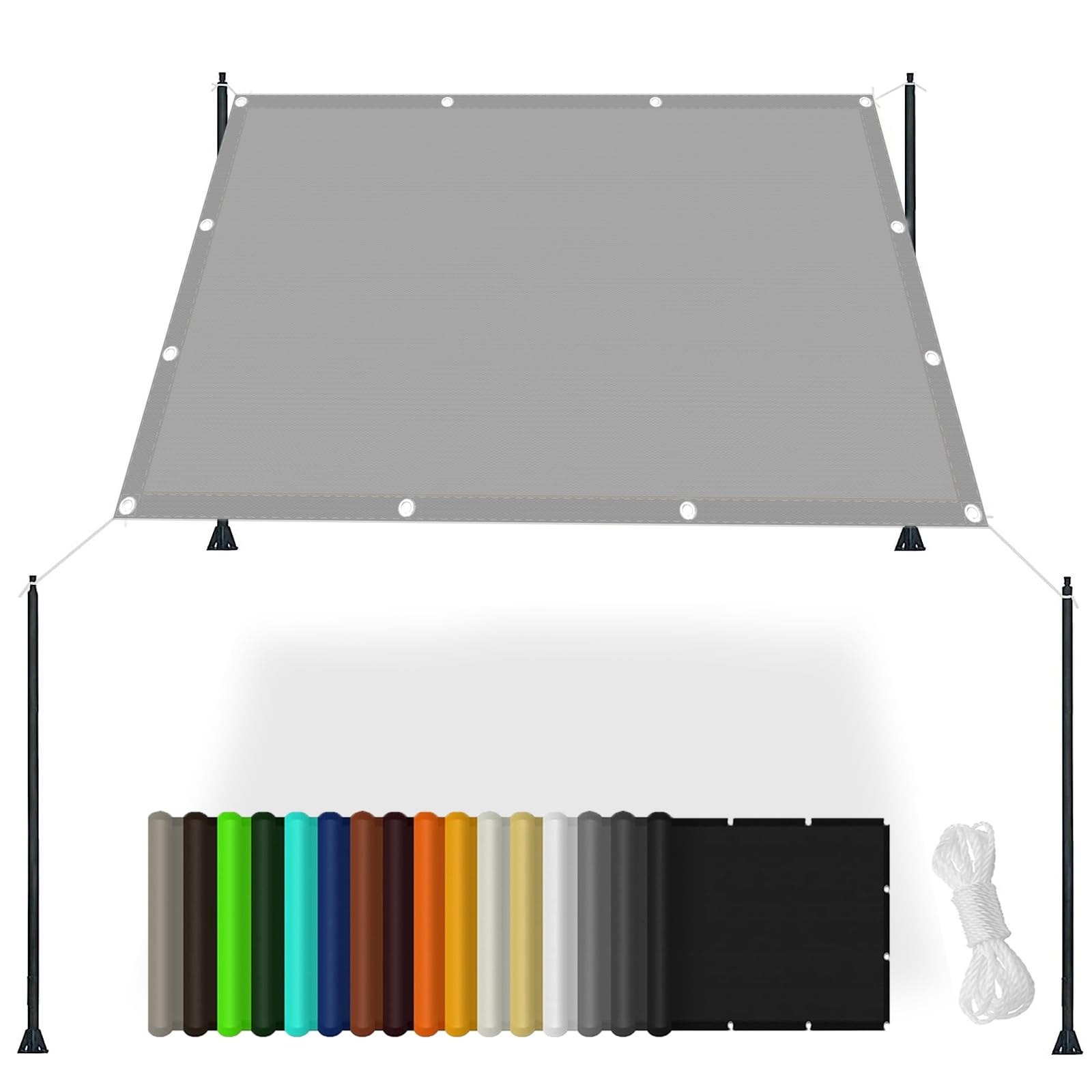 Voile d'ombrage carré 1.4x2.6m gris clair pour pergola et terrasse