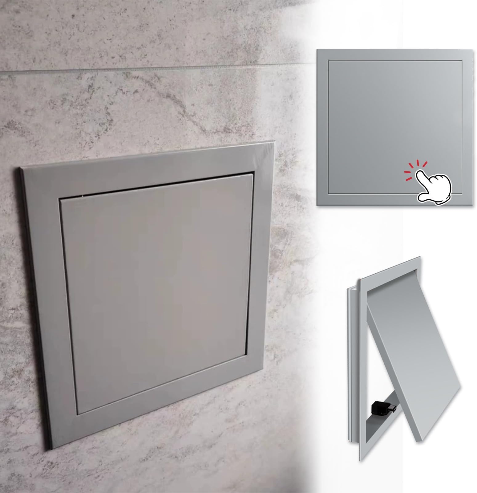 Decorative Aluminum Access Panel, Wall Ceiling Access Door for Drywall, Easy Install Inspection Door Cover for Plumbing Repair, Commercial & Residential Use(Grey,12x12in (300x300mm))