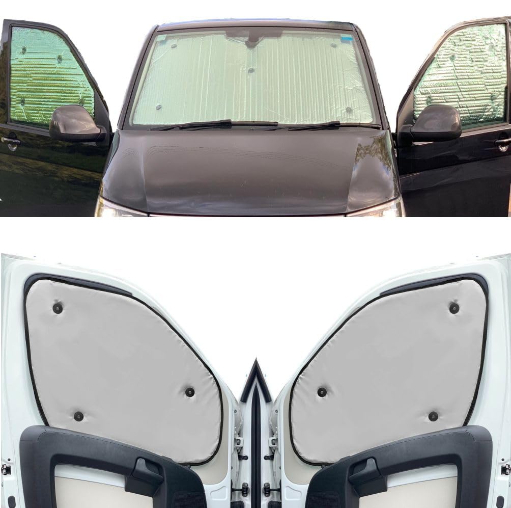 Thermal Blinds Compatible With Vauxhall Movano (Second Generation) (Years 2010-2021) (Front Set) With Backing Colour in Light Grey, Reversible