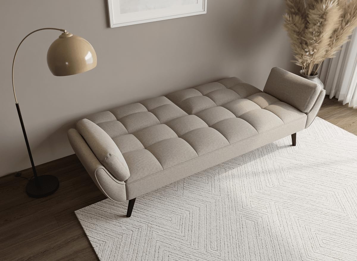 DecoInParis Canapé clic clac 3 Places en Tissu Beige Nara