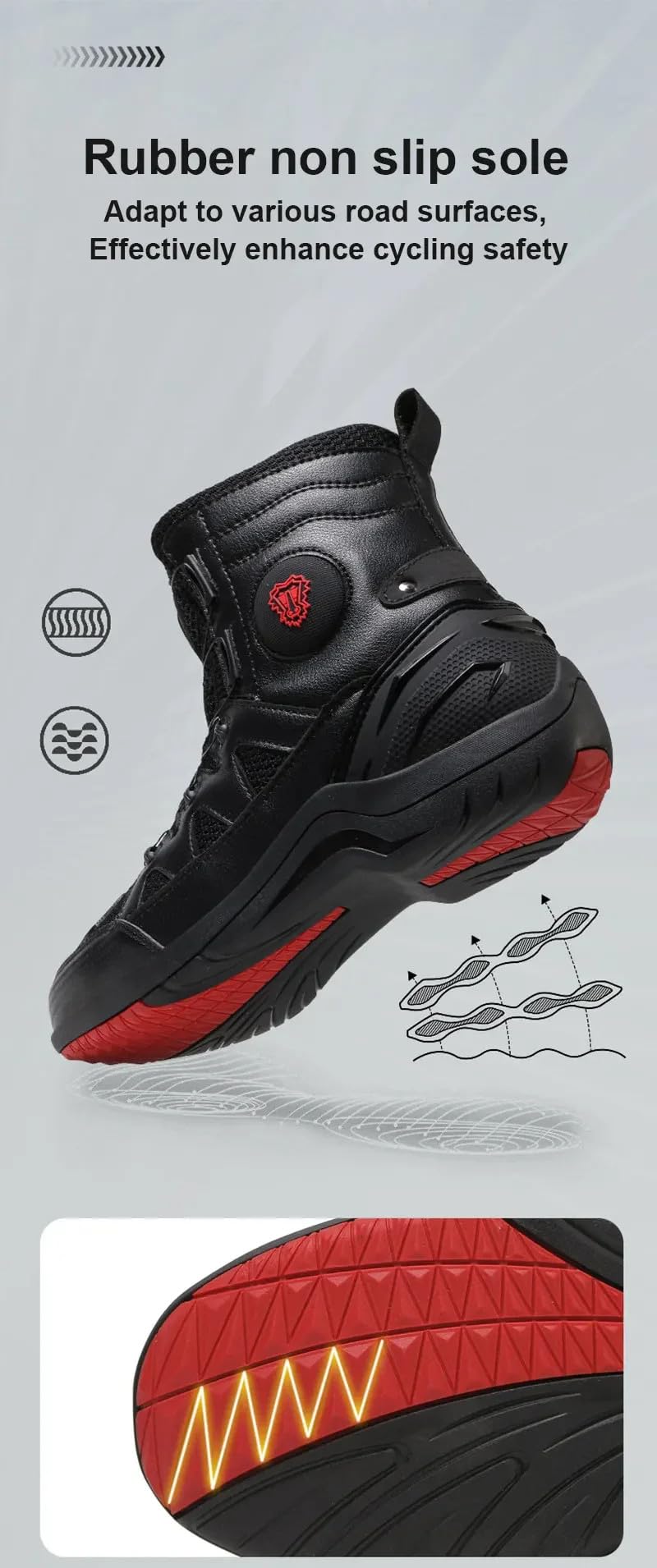Bottes De Motocross pour Hommes Et Femmes, Bottes De Motard Antidérapantes, Chaussures De Moto en Cuir Imperméables pour La Conduite en Ville A-43EU
