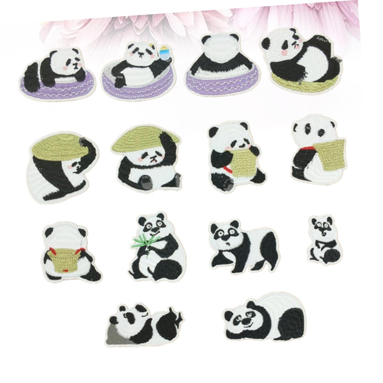 Housoutil 3 Set Toppe Termoadesive Panda Per Abbigliamento Set Da Ricamato Adesivi Per Jeans Borse E Decorazioni Per Fai Da Te Sicure E Resistenti 14 Pezzi * 3