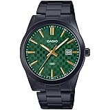 Casio MTP-VD03B-3A Men's Standard Black IP Stanless Steel Green Dial 3-Hand Analog Watch