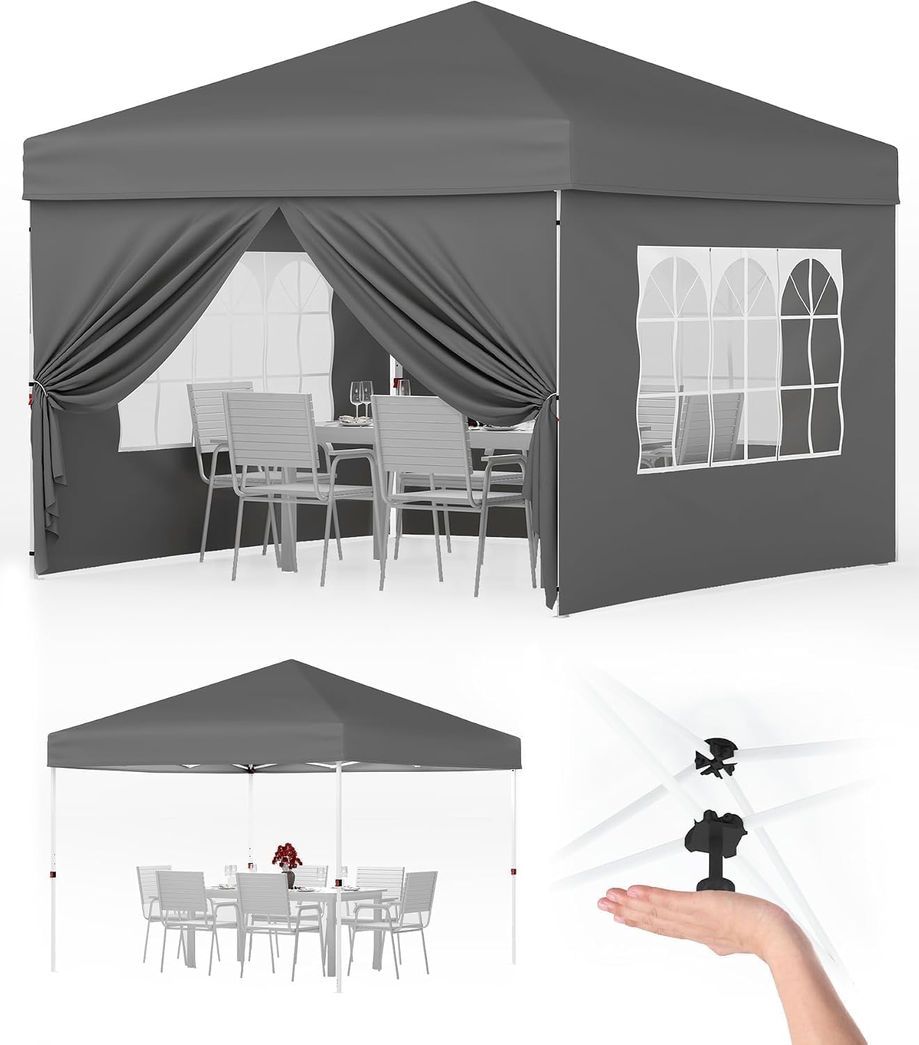 Wasserdichter Pop Up Pavillon– UV-Schutz 50+, höhenverstellbar, faltbar, mit 4 Seitenwänden, Tragetasche, Heringen, Seilen & Sandsäcken – Für Garten, Terrasse, Camping, Markt