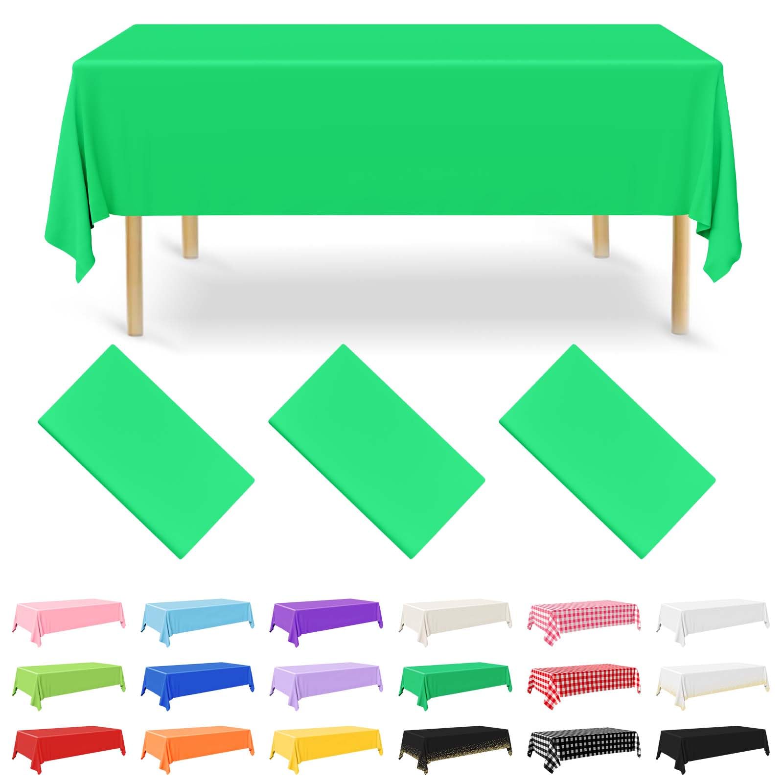 NACHLYNN 3 Pack Disposable Plastic Tablecloths 137 x 274 cm Dark Green Rectangle Table Cover for Holiday Party Engagement Weddings Baptism Birthday Decoration