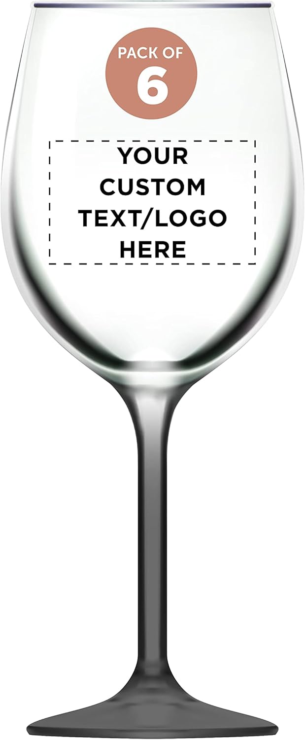 Custom Wine Glasses 14 oz. Set of 6, Personalized Bulk