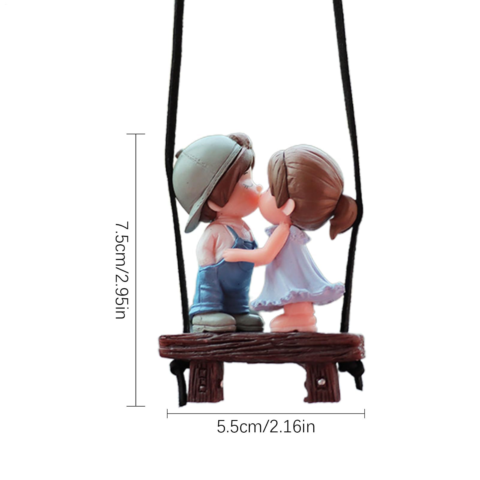 Coppia di ornamenti per auto, simpatica statuetta per specchietto retrovisore, romantica decorazione per amanti delle altalene, accessorio da cruscotto regalo per lei o lui, grazioso ciondolo per auto