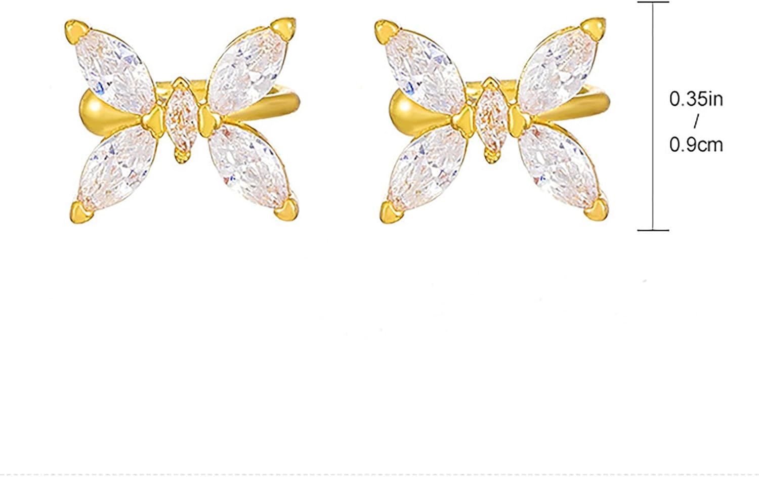 Sparkling Crystal Butterfly Ear Cuffs - Non-Pierced Ear Wrap Clip On Earrings for Women, Dainty Zircon Butterfly Earring, Ear Cuff Clip On Earrings, Cubic Zirconia Crystal Non-Pierced Ear Jewelry,