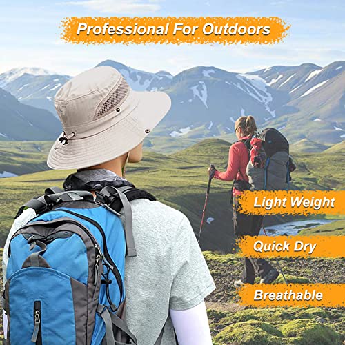 Image of Women Fishing Sun Hat Men Summer UV Protection Bucket Hats Mesh Ventilated Outdoor Hiking Gardening Beach Lawn Hat