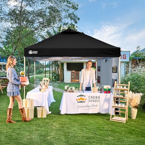 CROWN SHADES Canopy Tent 10x10 Pop Up Canopy with Side Pockets, Black - Image 3