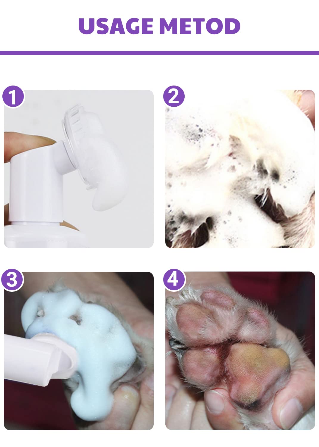 GJYC PET Schiuma Detergente Senza Risciacquo per Zampe - Detergente Senza Acqua con Spazzola in Silicone per Cani e Gatti