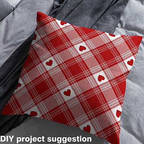 Tartan Plaid Upholstery Fabric for Chairs,Rainbow Buffalo Check Outdoor Fabric by The Yard,Valentines Day Heart Love Fabric for Upholstery and DIY Projects,2 Yards,(L184*W150cm) Red White - Image 4
