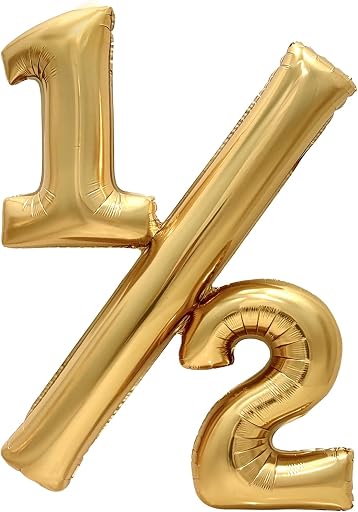 Gold 1/2 Birthday Balloon 32 Inch Champagne Foil Number Balloon for Baby Half Birthday Decorations 6 Month Milestone Photoshoot Props