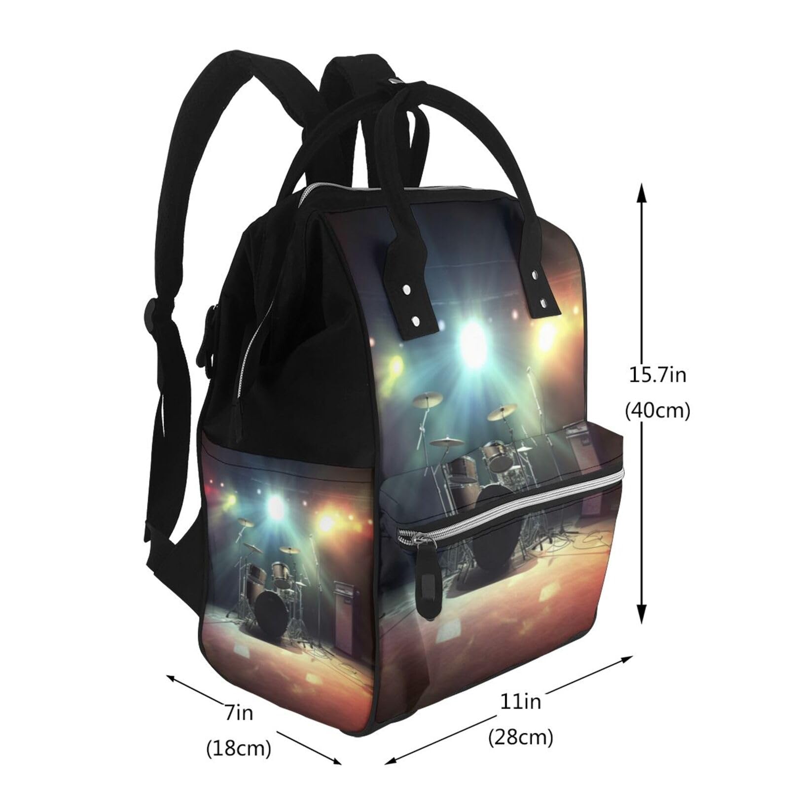 Rock Band Sac à langer multifonction Sac à dos étanche pour maman Sac à dos de grande capacité Sac à dos de voyage Essentials Sac à dos pour bébé avec matelas à langer, porte-tétine