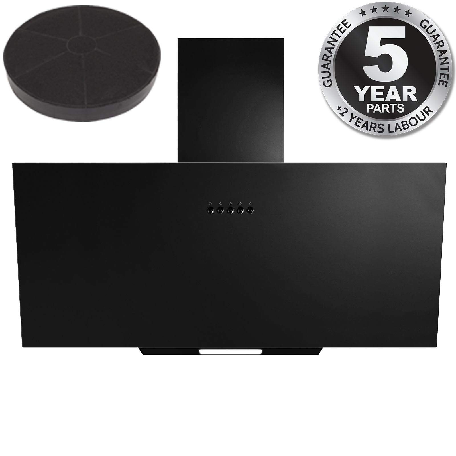 SIA AH70BL 70cm Black Angled Glass Chimney Kitchen Cooker Hood Fan & Filter — view 7