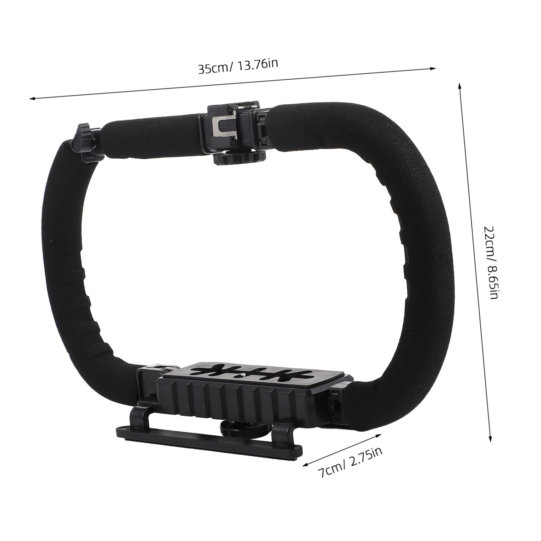 Stabilizzatore Manuale Pieghevole per Fotocamera Reflex Nero | Tre Attacchi Cold Shoe, Foro da 1/4 Pollice, Struttura in Plastica, Spugna e Metallo