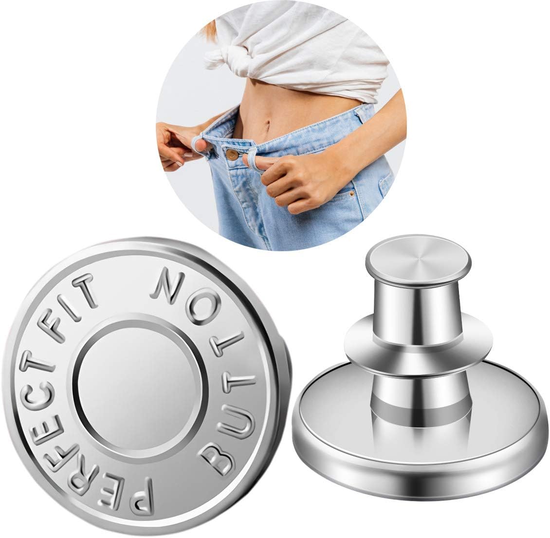 Lamapee Button Pins for Jeans, 10 Sets No Sew Replacement Jean Button ...