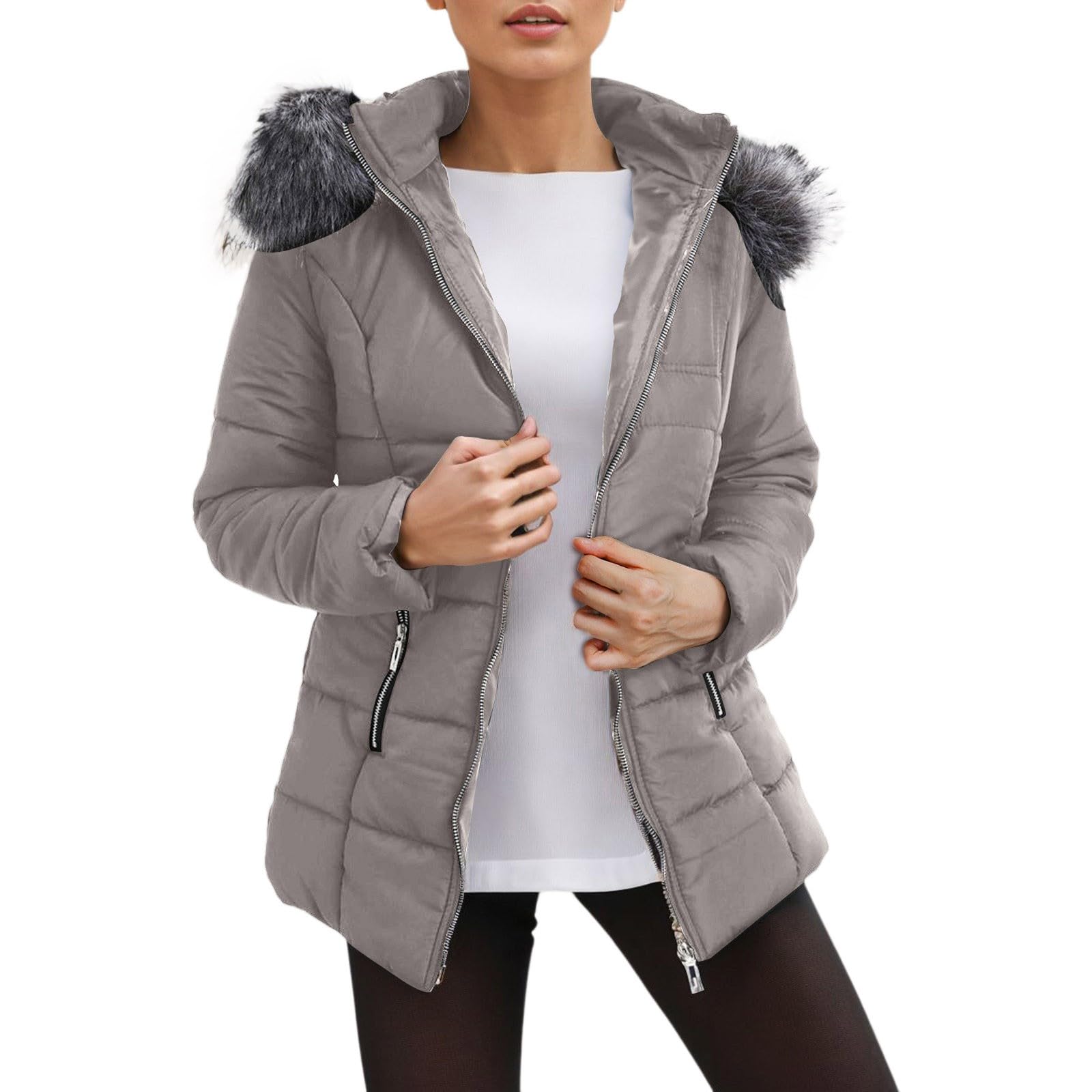 NAFING Doudoune Femme Hiver, Doudoune Femme Avec Capuche