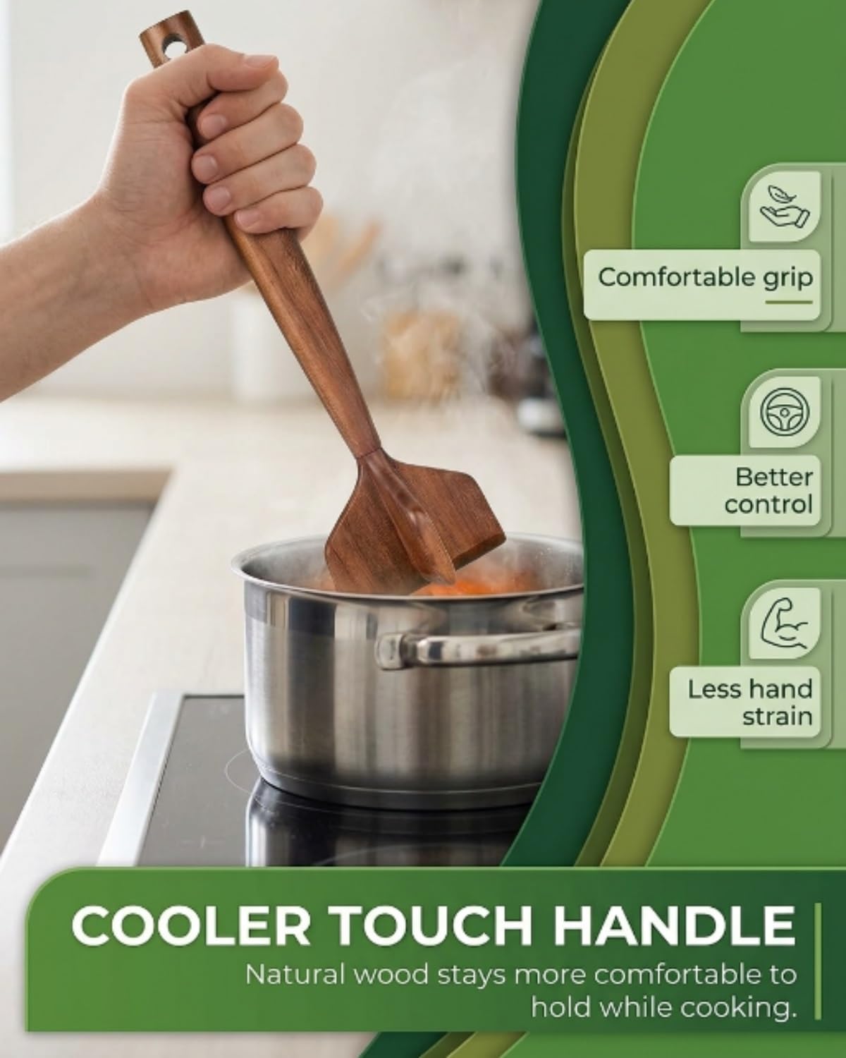 Wooden Meat Masher Chopper Ground Beef Potato Hamburger Teak Kitchen Appliances Utensils Essentials Set Tenderizer Gadgets Chicken Shredder Grinder Food Cooking Helper Tool Mallet