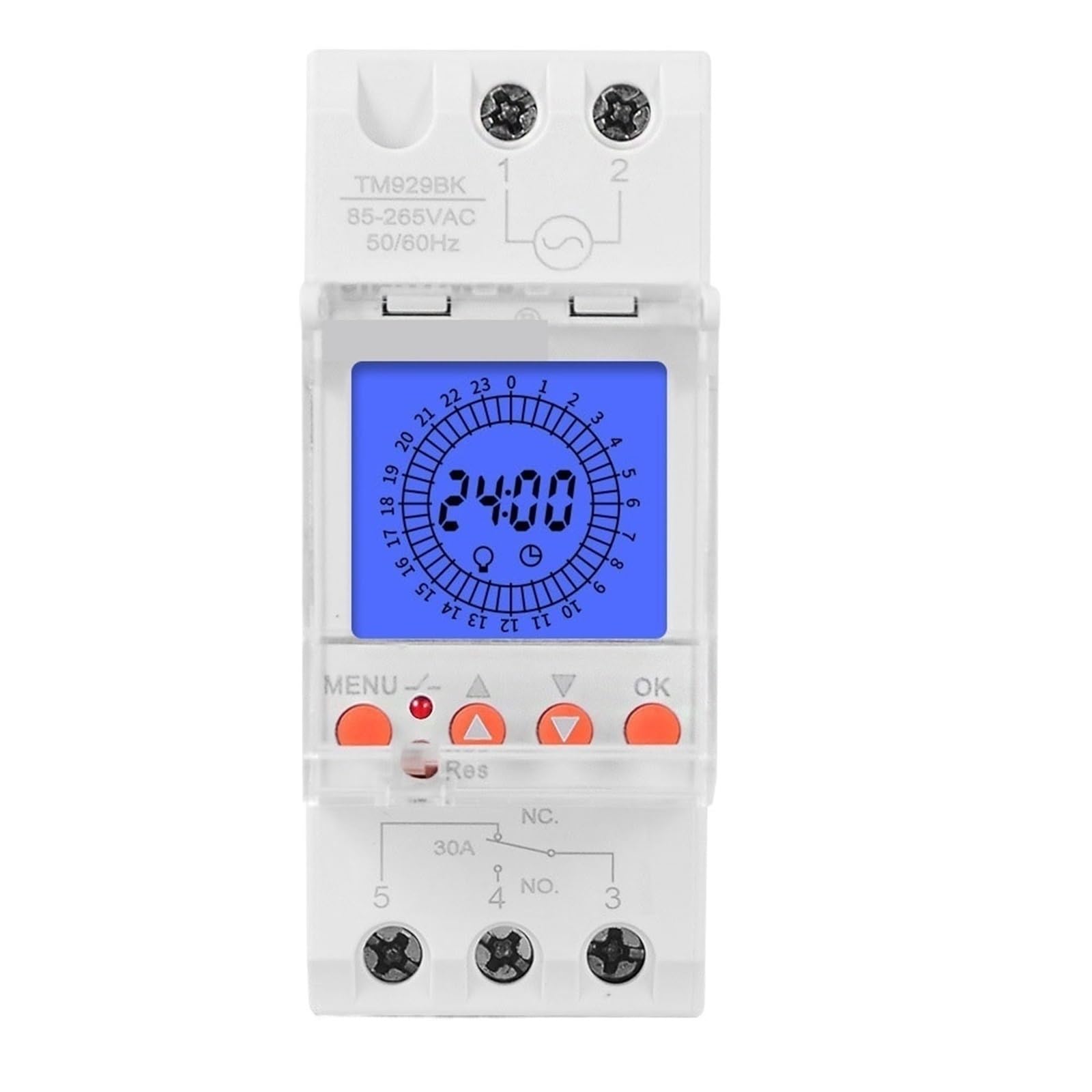 1pcs AC85-265V 24hrs Digital Analogue Din Module Time Switch Backlight Large LCD Display Industrial Timers Controller 16A 30A Relay(16A)