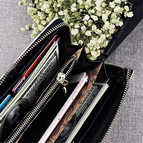 Personalized Photo Wallet Women Leather Wallet Clutch Wallet with Wristlet handbag best gift for women(Black Double Side)2