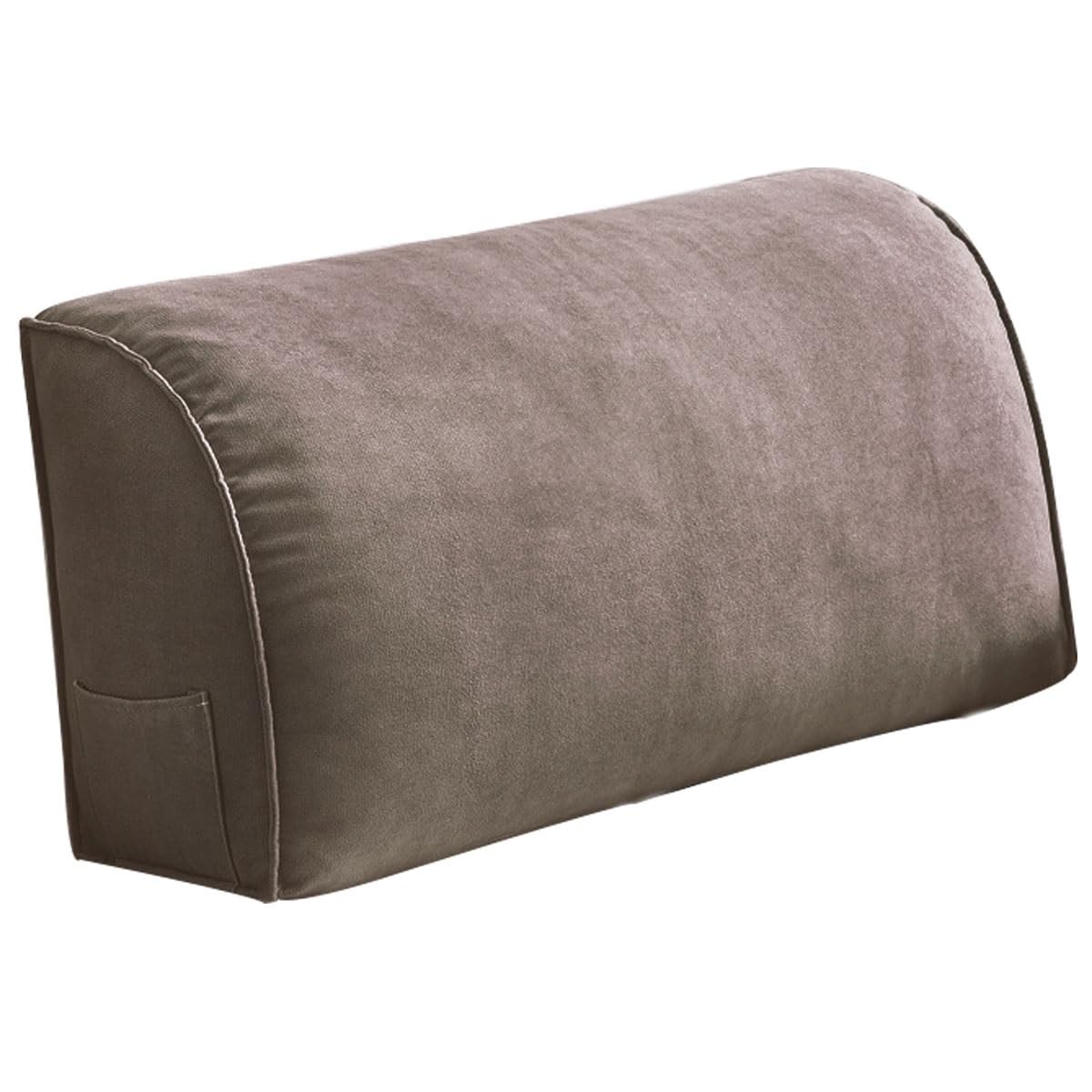 Extra Thick Sofa Back Cushion Wedge Pillow for Couch&Bed, Couch Back Cushion Decorative Throw Pillows, Lumbar Neck Back Support Pillows Headboard Cushions Pillows Comfort Reading Pillows(Brown,27.5x17