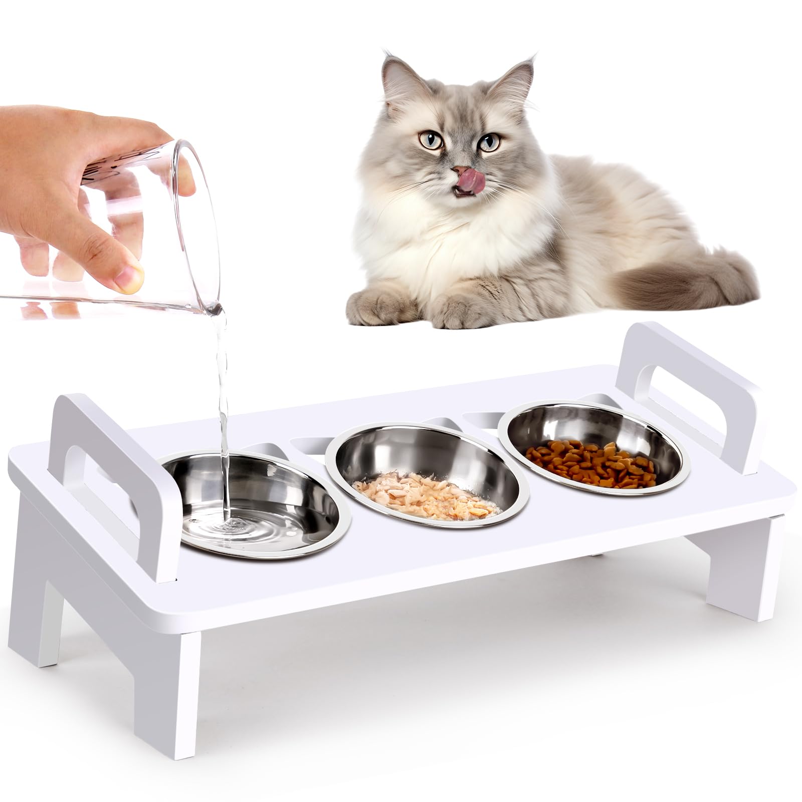 4-Pack Raised Ceramic Cat Bowls With Metal Stand - Whisker Friendly, Dishwasher Safe - View #2