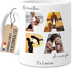 Cupdarling® Tasse Personnalisable Cadeau Papa - Meilleur Papa - Cadeau Anniversaire Papa - Cadeau Fete Des Peres Tass - Céramique - 4 Photos - 330 mL