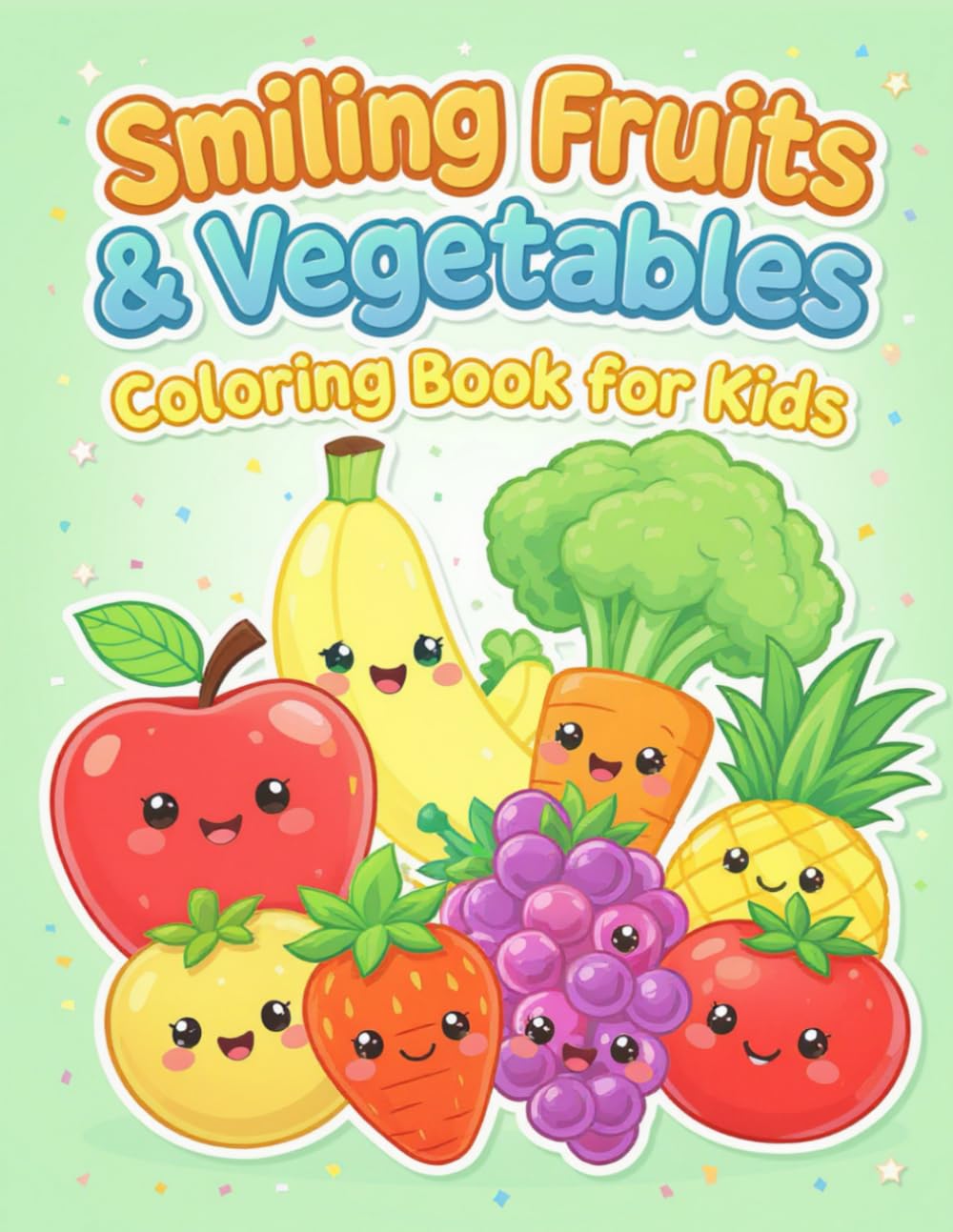 Smiling Fruits & Vegetables Coloring Book for Kids: 50 Cute & Friendly Fruit & Veg Characters — Big Bold Outlines for Easy Coloring
