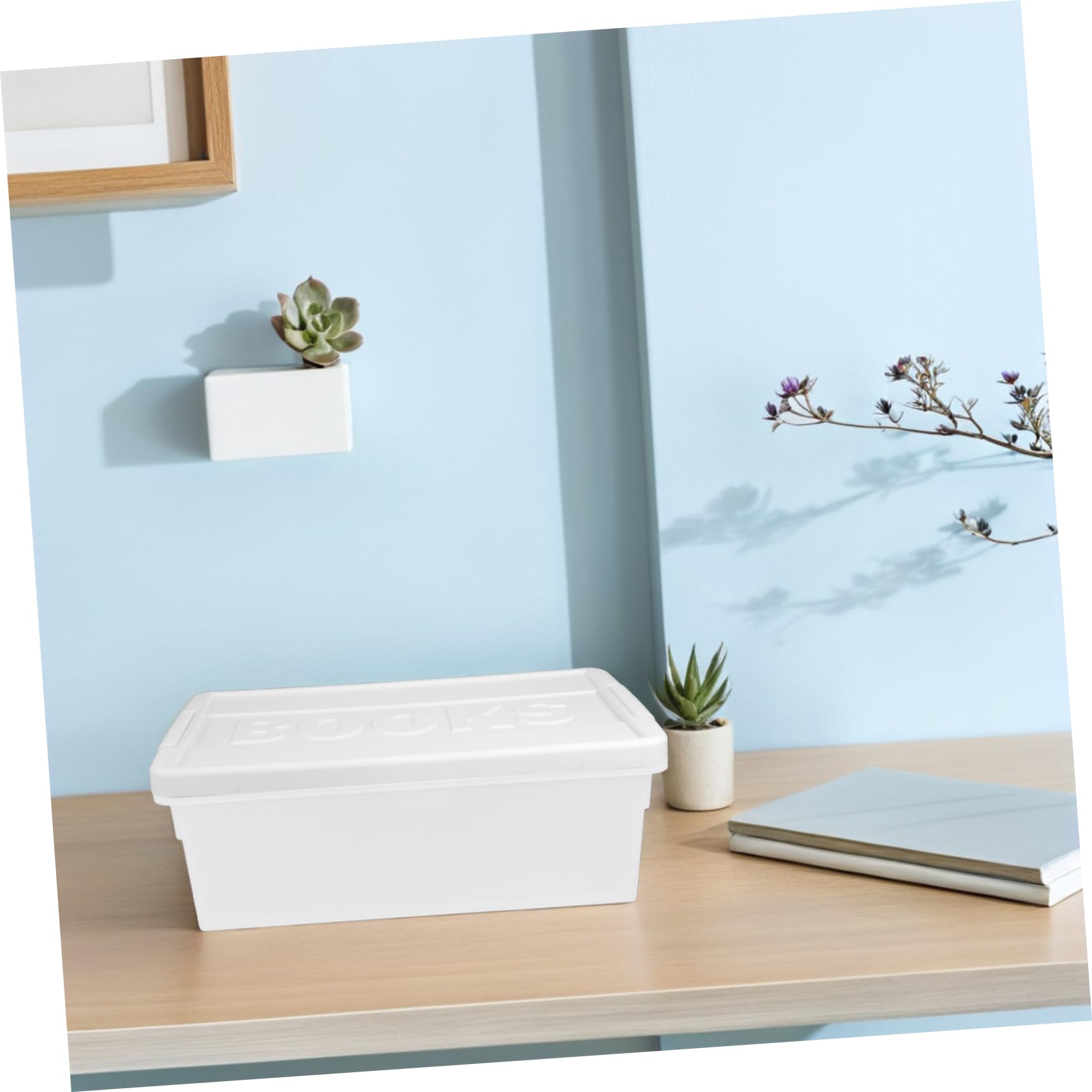 Abaodam Scatole Portaoggetti Decorative Divisori Regolabili Libri e Organizer Portatile in Plastica con Coperchio Grande Capacità per Ufficio e Casa
