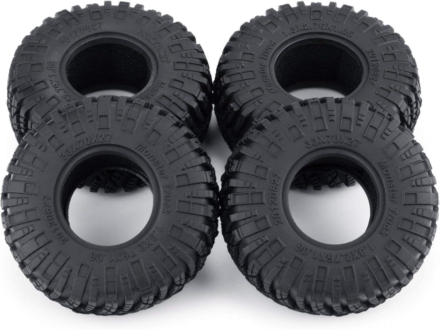 RCHUBAM 1.0" Plus RC Crawler Tires 1/18 1/24 1.3" Soft Rubber RC Tires H&W 70 * 27mm Compatible with TRX4M SCX24 1/18 1/24 RC Crawler Cars Upgrade Parts (B)