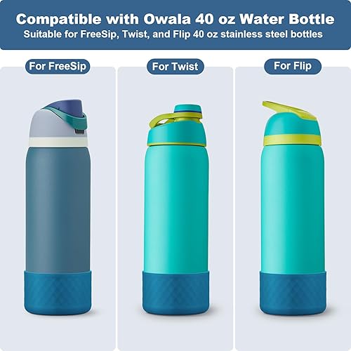 Vista 281 de 2PCS Silicone Water Bottle Boot for Owala 24oz 32oz 40oz, Anti-Slip Protective Sleeve Bottom Bumper Protector for FreeSip, Twist, and Flip Stainless