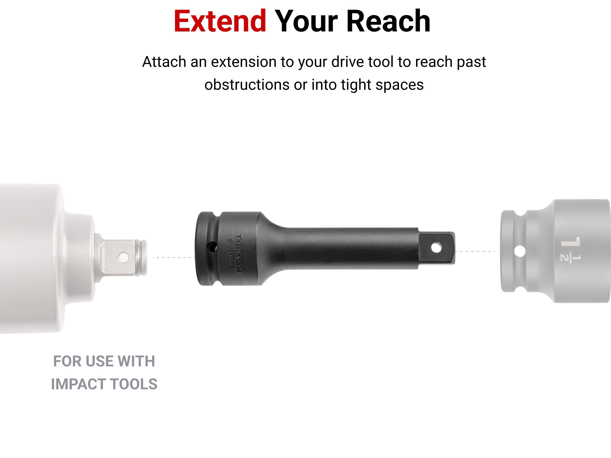 TEKTON SIA93005 - Juego de accesorios de accionamiento de 3/4 pulgadas, 5 piezas (orificio pasante, retención de bola)