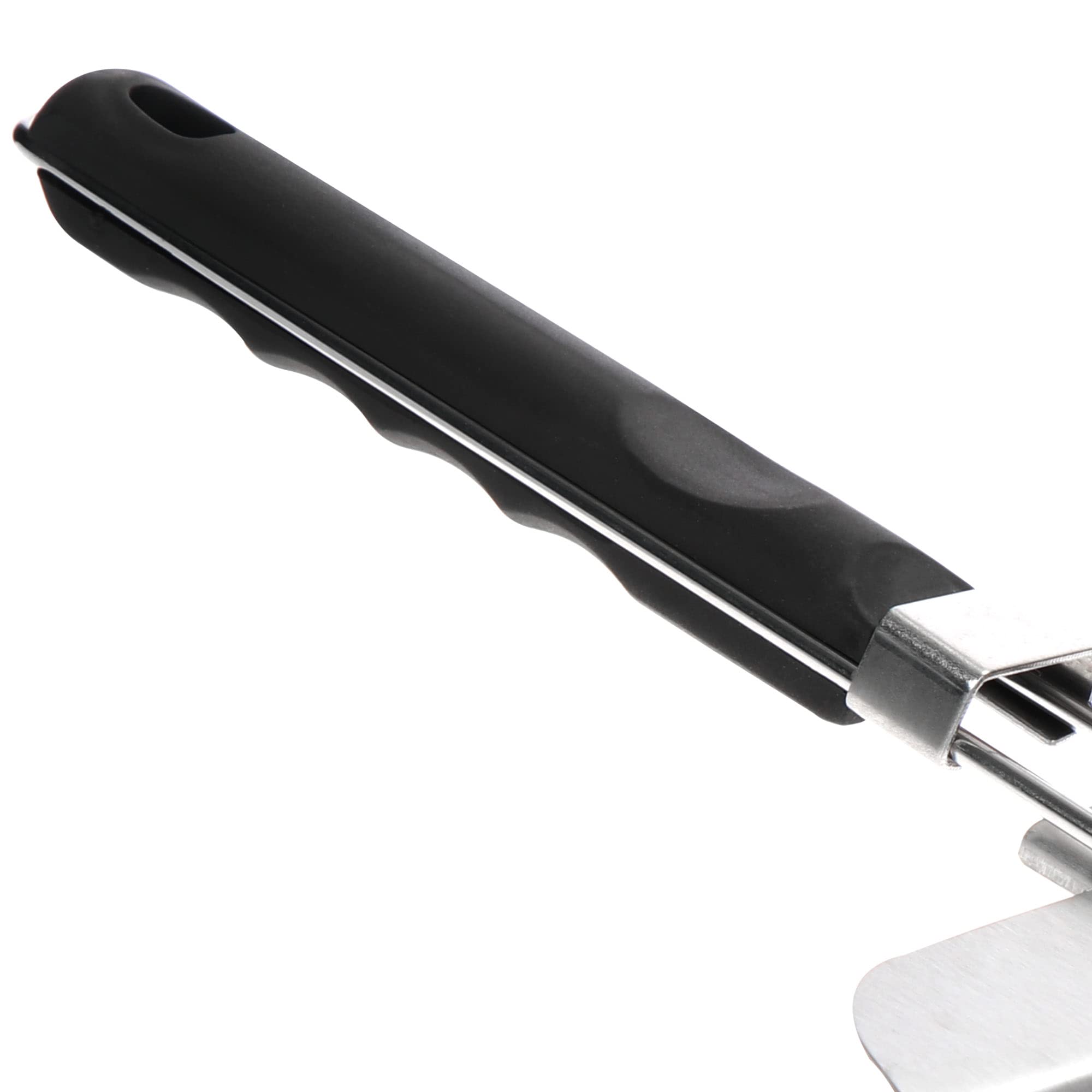 COM-FOUR® pizzaschep van roestvrij staal - pizza- en taartschep met inklapbare handgreep - pizzaduwer voor pizza, tarte flambée, broodjes en brood (zilver/zwart - hoekig