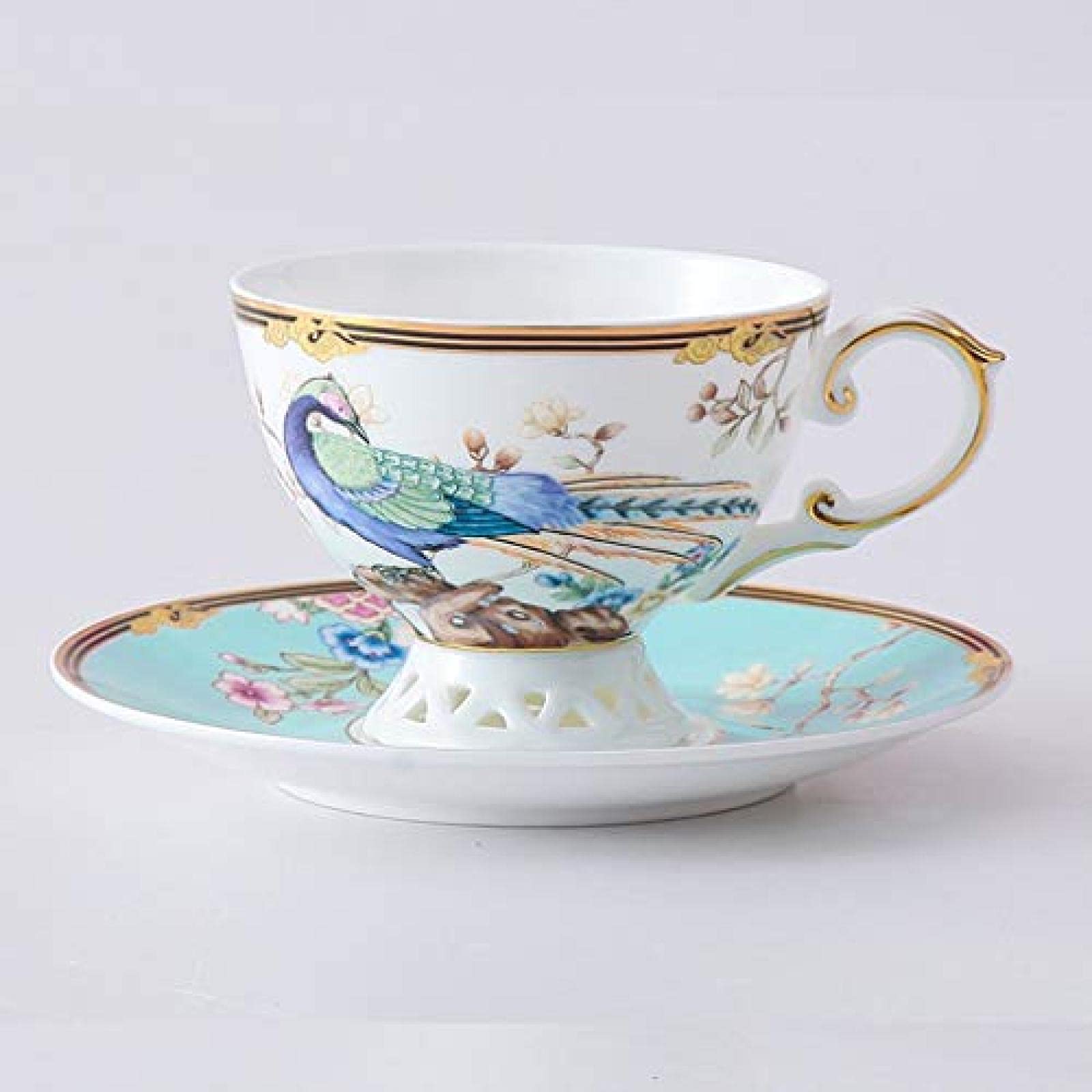 WENC Coffee Cups Ethnic Style Light Luxury Coffee Cup and Saucer Set Exquisite British Coffee Cup and Saucer, Simple and Simple Household Coffee Cup and Saucer Espresso Cups B