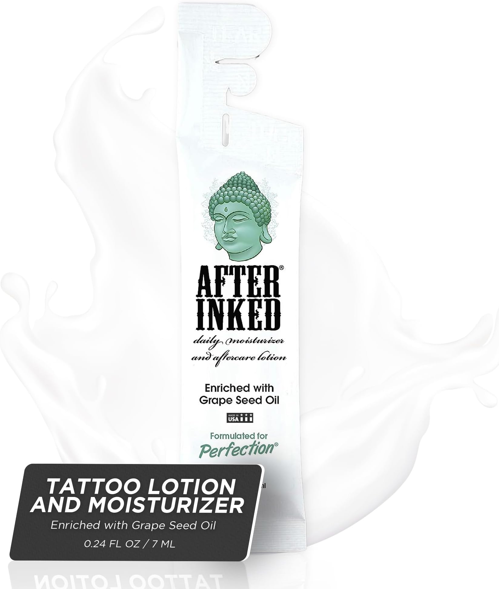 Vegan Tattoo Aftercare Lotion by After Inked. Best for new tattoos, Permanent Make Up, Micropigmentation, Microblading and Laser Removal - 7ml Sachet