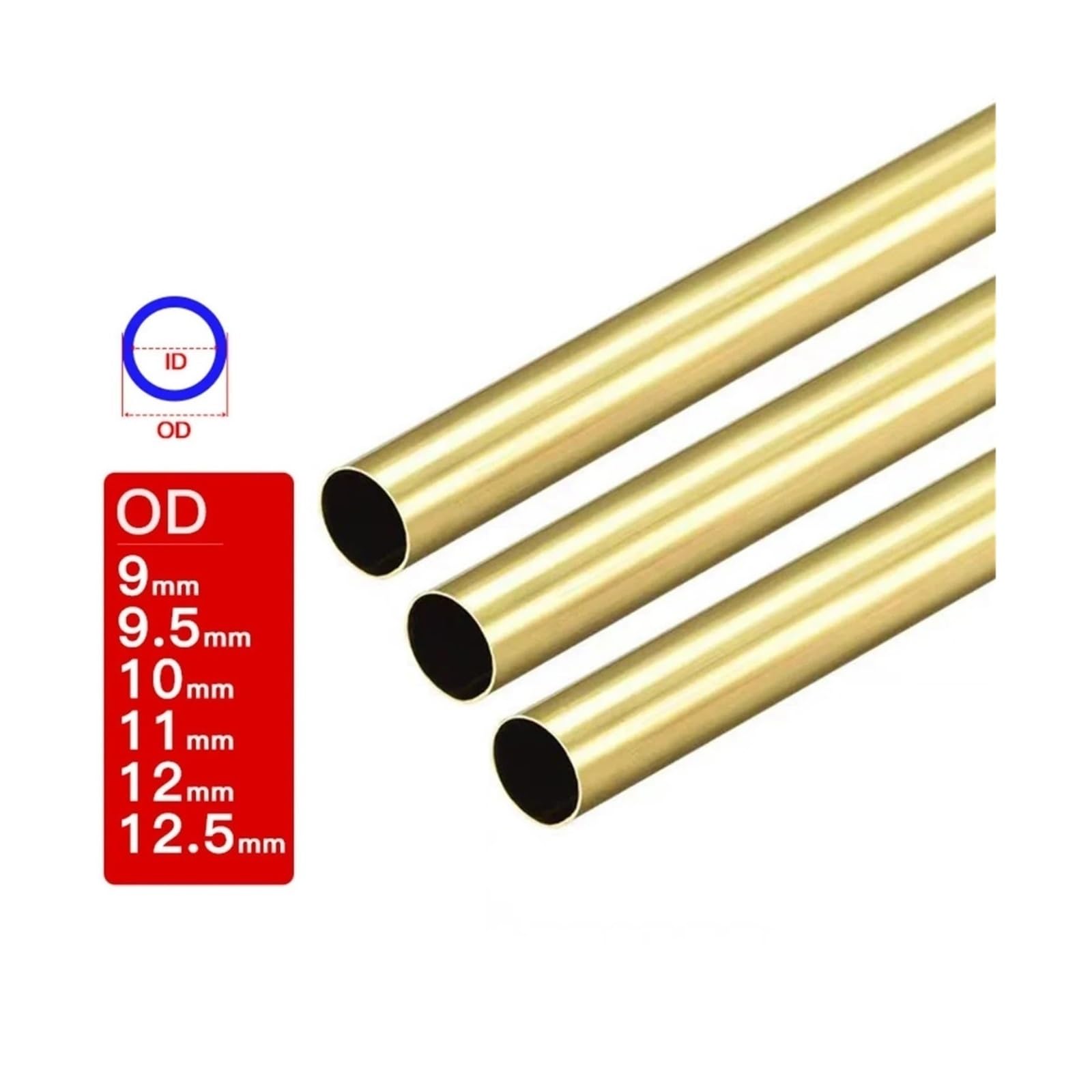 Tubo in ottone senza saldatura for decorazione fai da te, tubo tondo cavo dritto, 1 pezzo, lunghezza 500 mm (19,68 pollici)(OD 16 x ID 14mm)