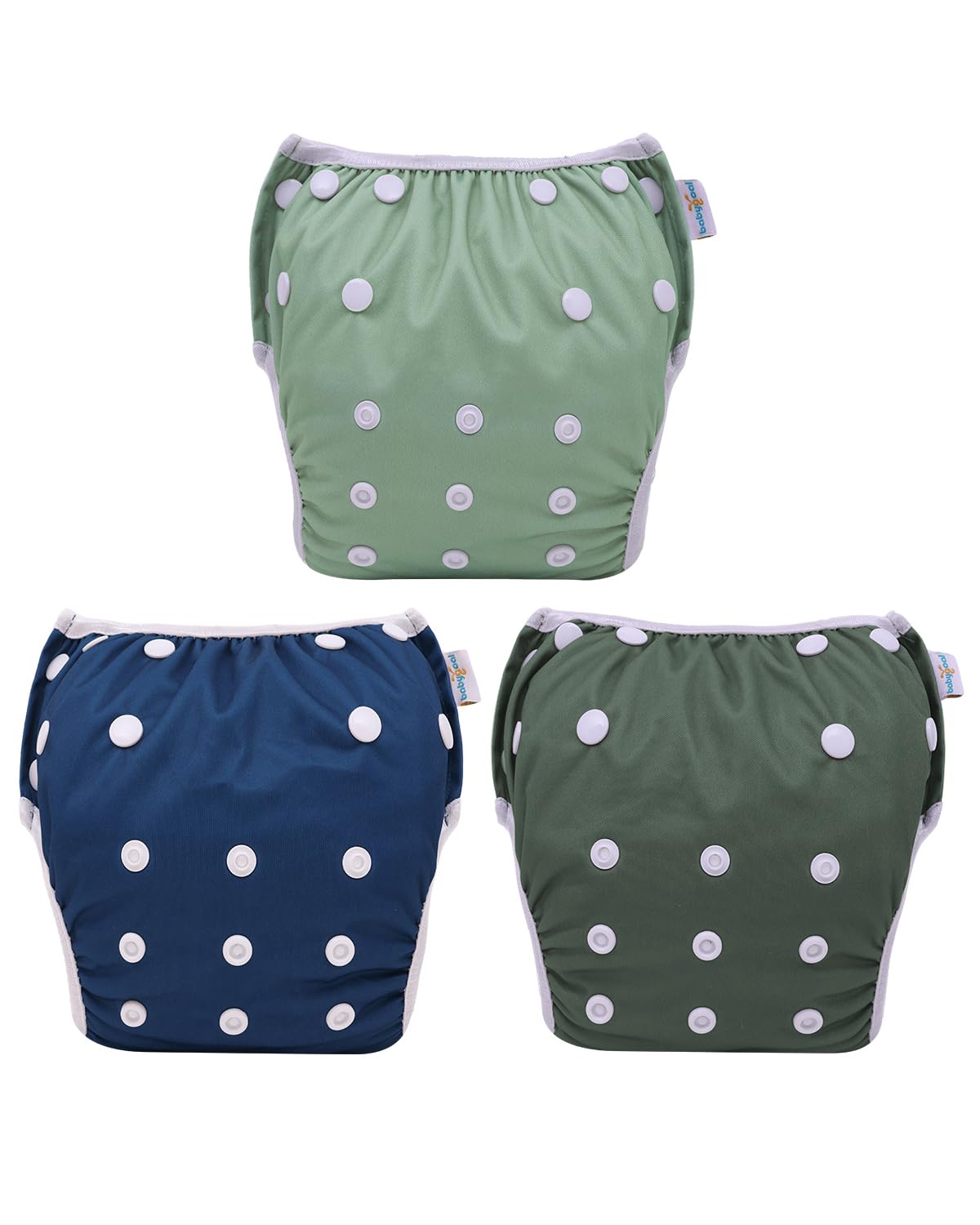 Babygoal Swim Diapers 3 Pack for 8M-3T Infant and Toddler, Reusable Adjustable Washable for Baby Swimming Lessons 3ZSD38-B