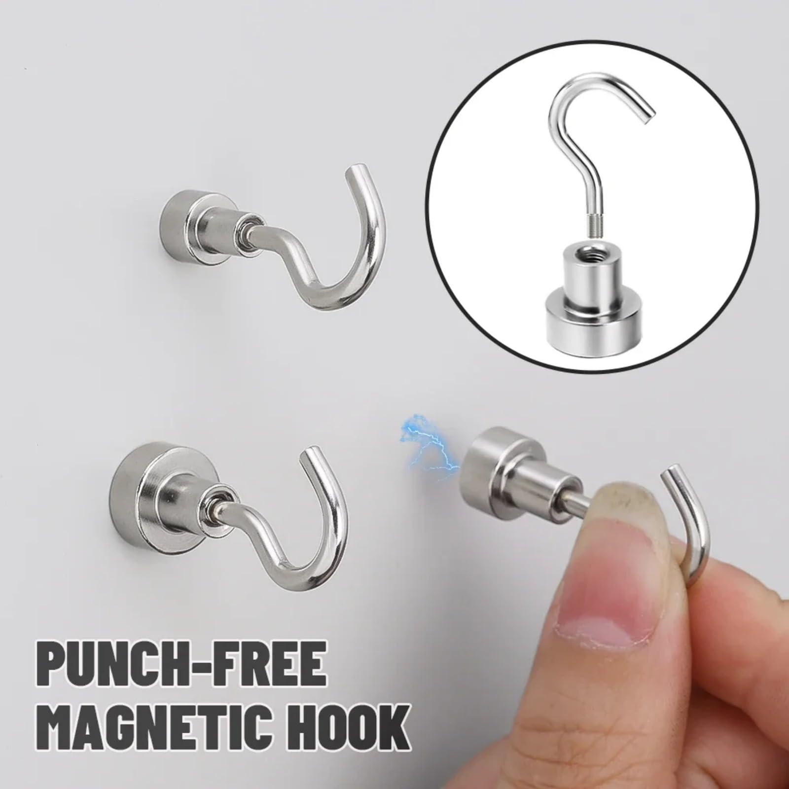 Hook,Strong Magnetic Hooks - 12 Pack Silver Magnet Hooks for Kitchen, Fridge, Office, Classroom, Camping Accessories - Heavy Duty(20mm)