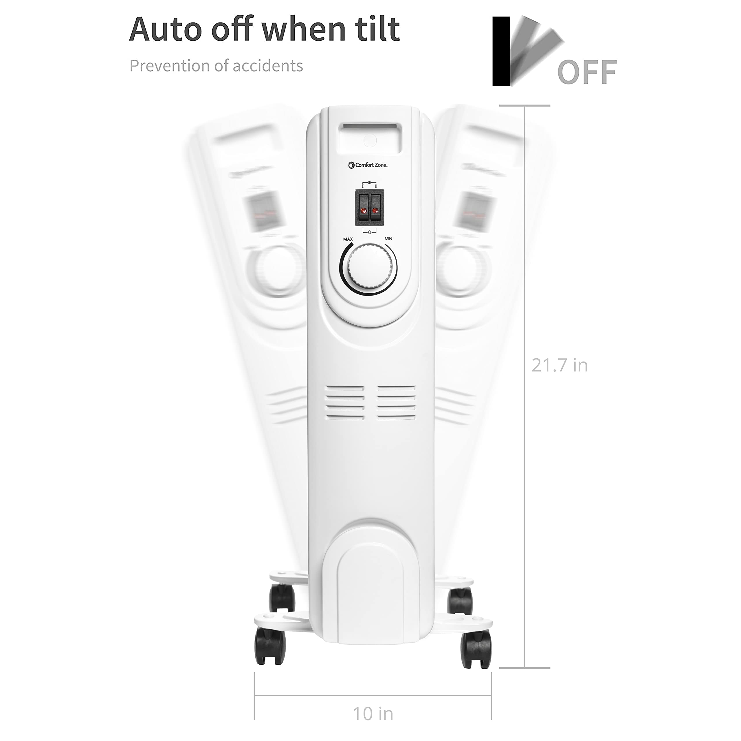 Amazon.com: Comfort Zone CZ7007J 1,200-Watt Electric Oil-Filled Radiant Radiator  Heater, Permanently Sealed, Never Refill, Adjustable Thermostat, Stay-Cool  Handle, Tip-Over Switch u0026 Overheat Protection System : Home u0026 Kitchen