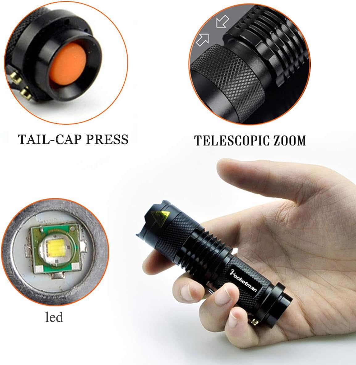 Mini LED Zaklamp 400 Lumen Sleutelhanger Zaklamp USB