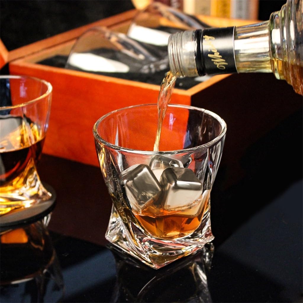 Stainless Steel 304 Quick- Metal Ice Particles Retro Box Whiskey Stone Set American
