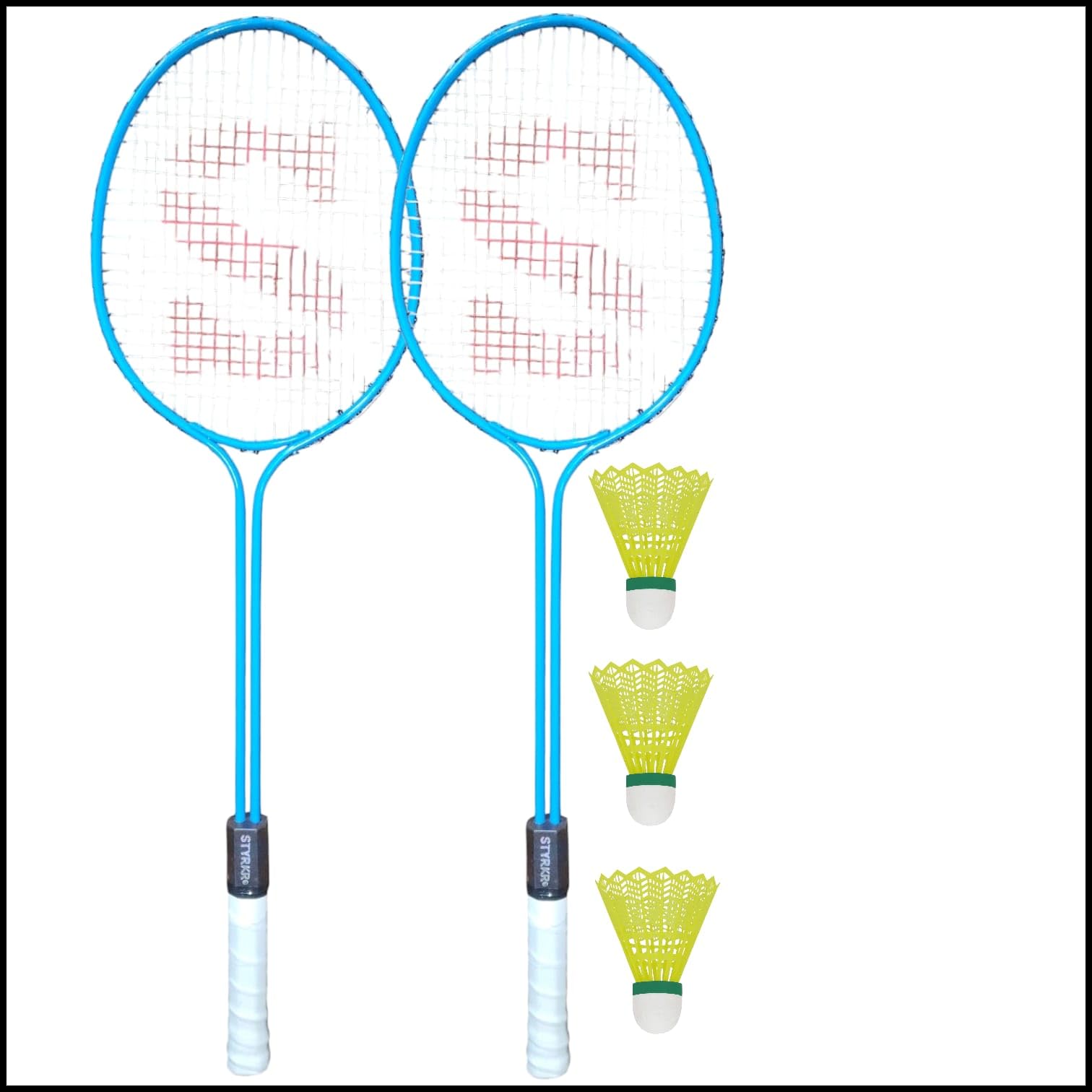 Badminton Racket Set with Shuttlecocks, Lightweight Steel Frame, Blue, 2 Rackets and 3 Nylon Shuttles, for Beginners and Recreational Play-image-35