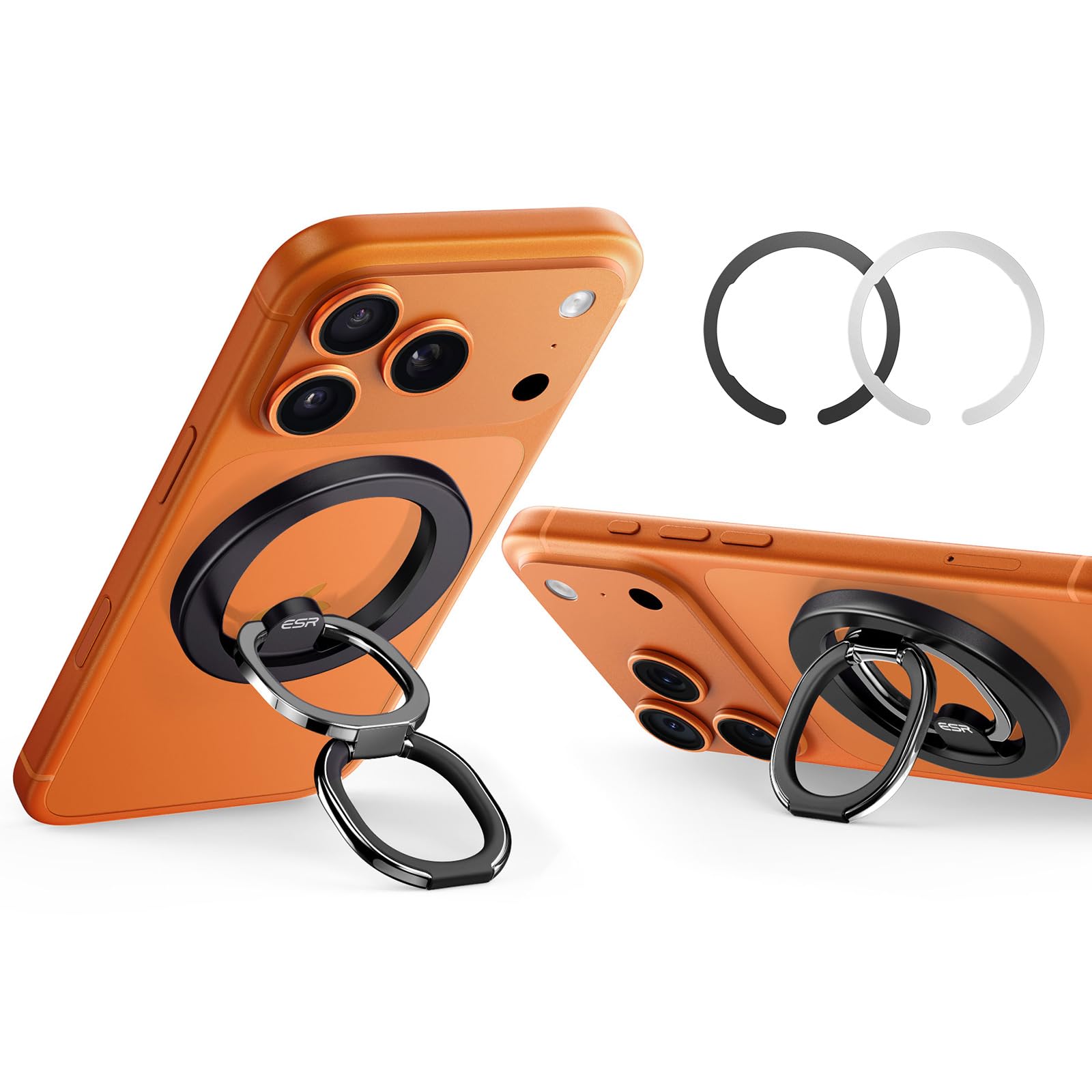 ESR for MagSafe Ring Holder, Dual-Ring Magnetic Phone Grip for All Smartphones, Alloy MagSafe Phone Stand for iPhone Air 17 Pro Max 16 15 14 Plus 13 12-7, Galaxy S25, Pixel 10 (2 Metal Ring Include)