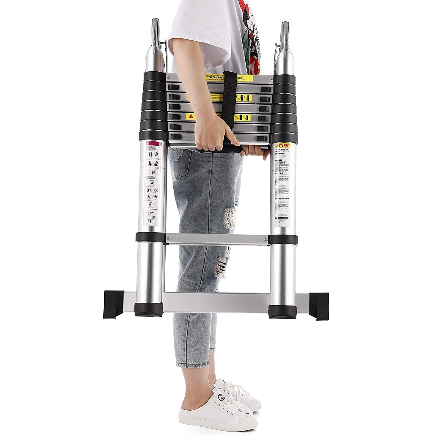 Corvids Portable and Compact 22 feet A Type Aluminium Telescopic Ladder with 16 Steps | 2-Year Warranty | for Household and Outdoor Use EN131 Certified (22 ft (6.6 m) - A Type) — Amazon image 8